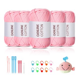 Maxee 5 x 50 g Thick Cotton Yarn for Crochet, Chunky Crochet Yarn for Beginners, No Split Crochet Amigurumi Wool, Chunky Cotton Yarn, Simple Knitting Yarn for Crochet, Knitting