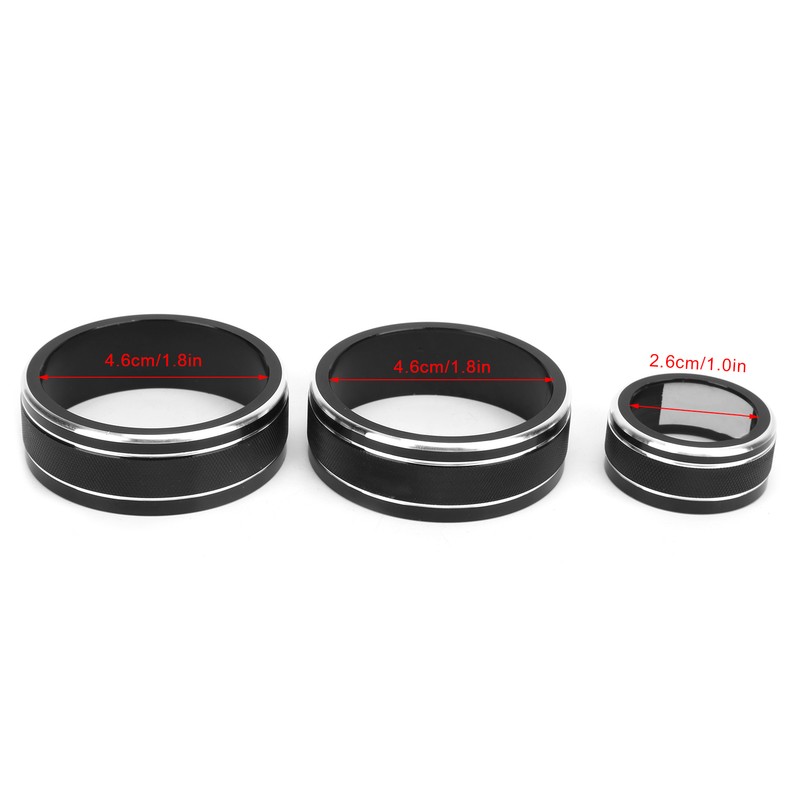 3pcs Car Air Conditioning Interior Climate Controller Knob Cover Black