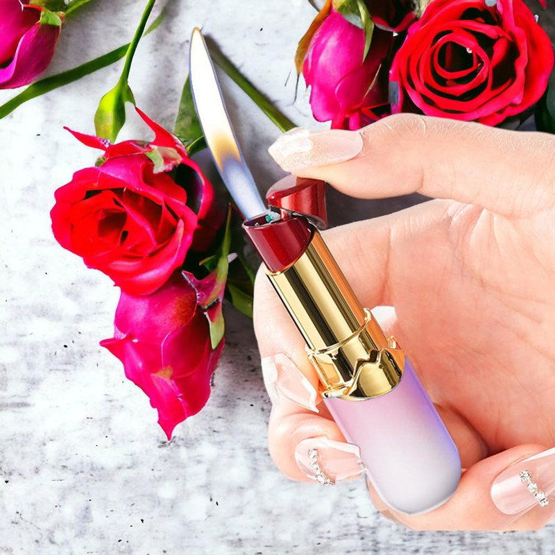 Creative Lipstick Lighter - Soft Flame Butane, Refillable and Adjustable