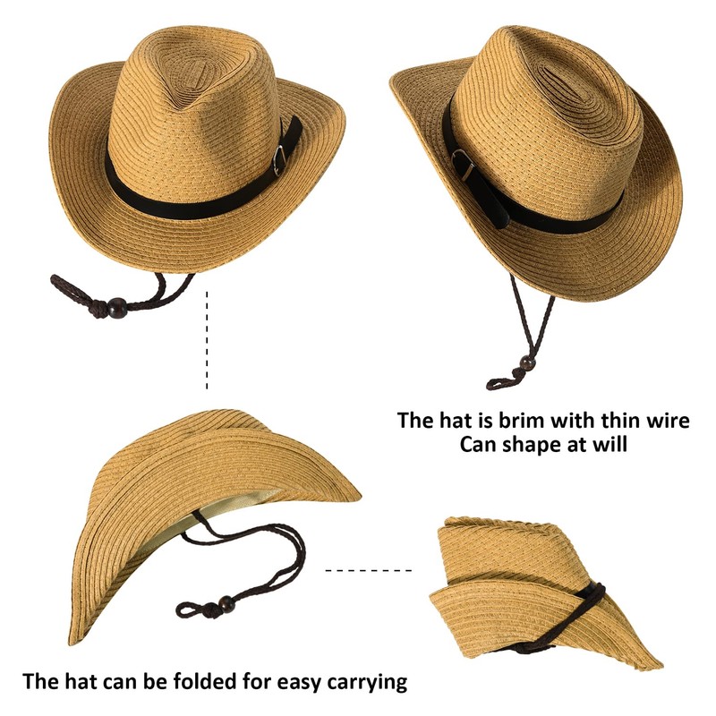 Men Wide Brim Straw Hat,Man Summer Beach Sun Hat UPF50+,