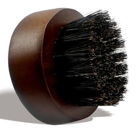 Zoolinn Men's Beard Brush, Small Round Wooden Handle, Sophisticated Boar Bristles