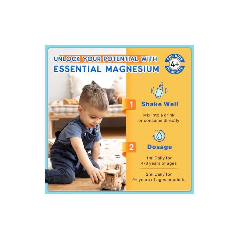 Kids Magnesium Gummies & Liquid Magnesium Glycinate Drops for Kids