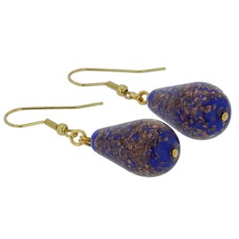 GlassOfVenice Murano Glass Teardrop Earrings - Navy Blue