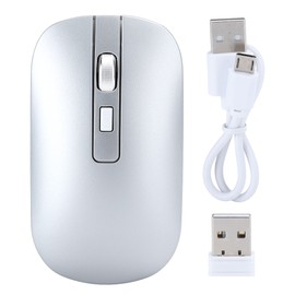 HXSJ Wireless Mouse DualMode Rechargeable for Bluetooth 5.1 Office Game Universal M50(Silver )