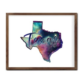 Texas Galaxy Stars Wood Framed Wall Decor Sign Home Decor Farmhouse Memorial Flag American US Signs Vertical Wood Signs for Bathroom Shelf Porch 16x20in