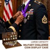 13-Row Challenge Coin Display, Solid Wood Military Coin Holder Display