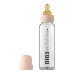 Biberón BIBS de capacidad 225 ml con tetina de silicona - función anti-cólico, sin bisfenol A, tetina redonda, flujo medio, apto para recién nacidos - Blush