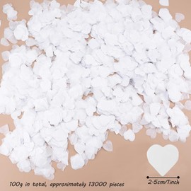 13000 Pcs Biodegradable Confetti, 100g Heart White Wedding Confetti, Biodegradable Paper Confetti for Balloons, Celebration Baby Shower Party Ceremony, Birthday Decoration, Anniversary (2.5cm)