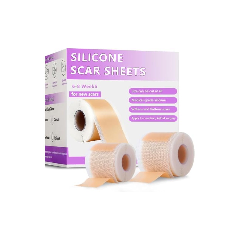 Parches de Silicona para Cicatrices, 2 Rollos Reutilizables e Impermeables