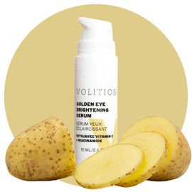 Volition Beauty Golden Eye Brightening Serum - Regenerating Eye Wrinkle Serum with Natural Enzymes to Help Lift & Tighten Undereyes - Peptides for Visibly Plump Skin, Vegan (15ml / 0.5 fl oz)