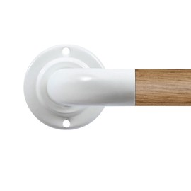 Wood Curtain Rods for Windows: 1 Inch Diameter Heavy Duty Adjustable White Curtain Rod 48" to 84"（4-7ft), Wood Grain Pattern Blackout Wrap Around Room Darkening Drapery Rod for Indoor and Outdoor