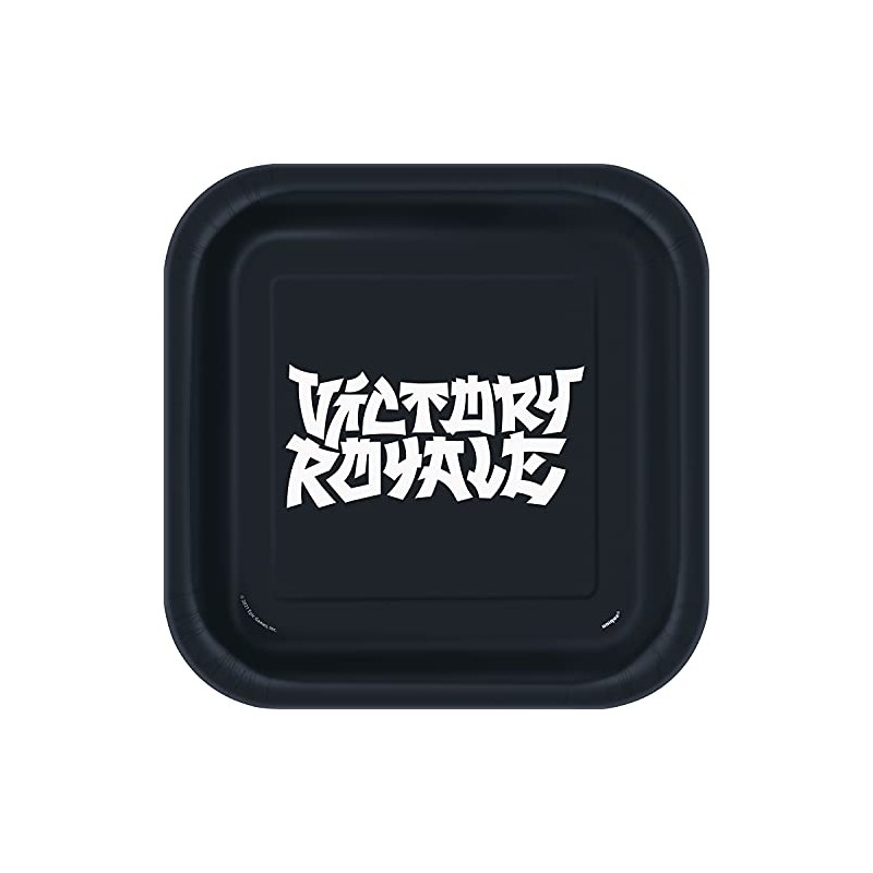 Unique 24715EU Fortnite Square Eco-Friendly Paper Plates, 23 cm Party