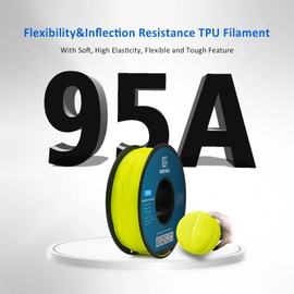 Geeetech 95A TPU Filament 1.75mm, Soft Flexible Consumables for 3D Printer, Dimensional Accuracy +/- 0.03 mm,1KG (2.2lbs) Spool (Yellow TPU)