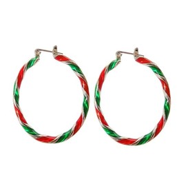 Christmas Hoop Earrings for Women Dainty Wreath Twist Dangle Earrings Red Green Colorful Huggie Christmas Earring Gifts Party Holiday Gifts New Year Best Friend-Green Red