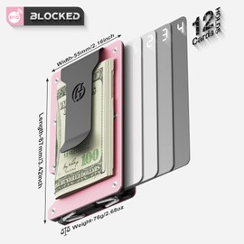 HIESGIE Minimalist for Women, Slim Card Holder with Removable Clip, RFID Blocking Aluminum Wallet, Compact Front Pocket Metal Wallet – Pink