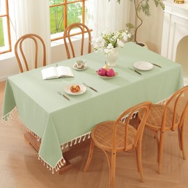 JIALE - Mantel de primavera, resistente estilo lino con textura, mesa rectangular, sin arrugas, lavable, impermeable, para cocina, comedor, fiestas, 55 x 120 pulgadas, color verde salvia