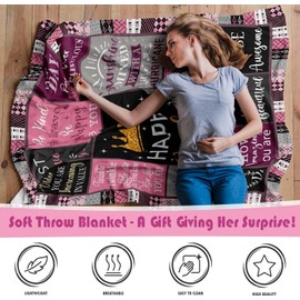 Hiagkmet Throw Blanket Birthday Gifts for Women Friendship Blanket Purple 60"x50", Happy Birthday Decorations for Women, Womens Birthday Gift Ideas for Her Friend Mom Sister Grandma Wife