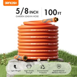 DRINCOSH Water Hose 100ft x 5/8", Heavy Duty Garden Hose,Flexible garden hose 100ft, Lightweight water Hose with Swivel Handle,3/4" Male to Female Fittings, Burst 600 PSI