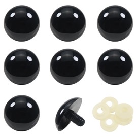 TOAOB 8pcs 45mm Large Safety Eyes for Amigurumis Black Plastic Crafts Doll Eye with Washers for DIY Crochet Stuffed Animals Bear Doll Making Supplies