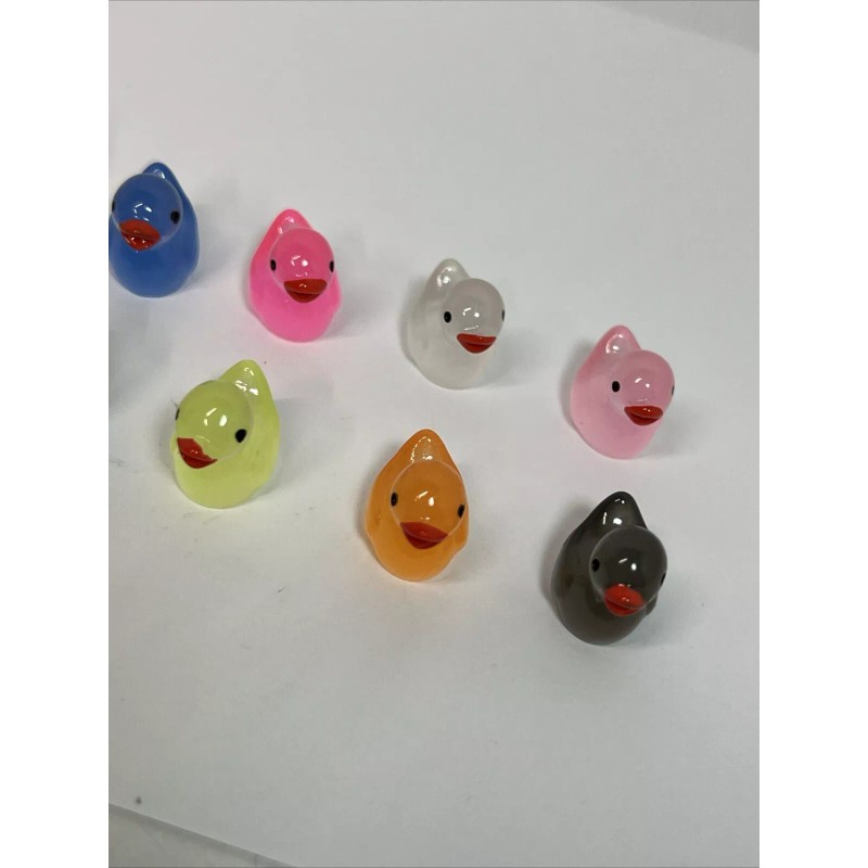 Unbranded Tiny Iridescent GITD Resin Duck Figure 2cm Set of