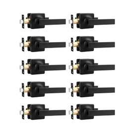 Mengico 10 Pack Modern Door Lever,Black Door Handle,Door Lever Handle Passage Lock(for Hallway&Close)