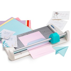 Frifreego 4-in-1 Portable Rotary Paper Cutter for Crafting, 12 Inch Cutting Length with Straight, Perforating, Wavy& Folding, Multifunctional Rotary Paper Trimmer for Cardstock, Craft Paper and Photos