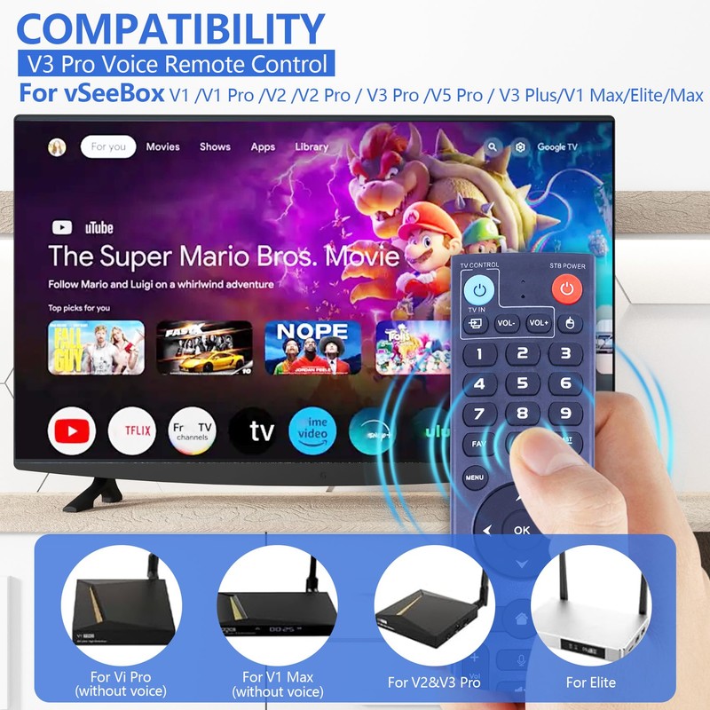 Upgraded V3 Pro Voice Remote Control, Compatible with vSeeBox V1,