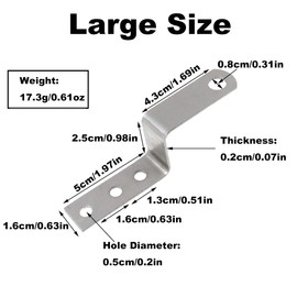 Z Shape Picture Frame Braces, Corner Brace Right Angle Brackets Furniture Fasteners for Home Barn Shed, Pack of 4 (Large)