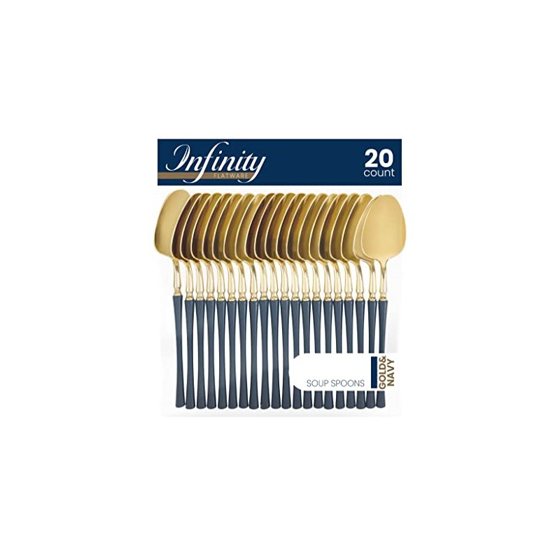 Blue Sky Infinity Flatware Gold & Navy Blue Soup Spoons