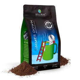 Well-Bean Coffee - Simmer Down Colombian Ground Decaf, Swiss Water Process, Vegan, Light Roast, 12 oz