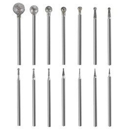 Hanboost 14Pcs Diamond Ball Shape Engraving Burr Set for Rotary Tools S2, 3/32" (2.35mm) Shank Carving Bits for Glass, Jade and Ceramics, Ideal for Jewelry Makers and Model Builders