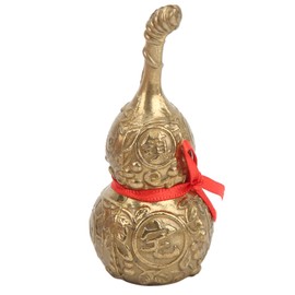 Brass Gourd Hand Crafted Exquisite Workmanship Chinese Good Luck Gourd Sculpture for Office Decoration