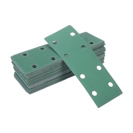 HEROFFIX 50 Pcs Sanding Discs Wet Dry Waterproof Hook & Loop Sandpaper for Woodworking, Automotive Refinishing 7.80"x2.76" 8 Hole 240 Grit Green White Corundum