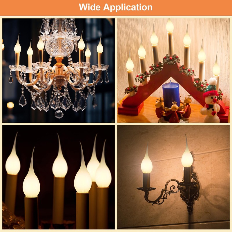 Meonum 12 Pcs Silicone Dipped Candle Light Bulbs, LED Silicone
