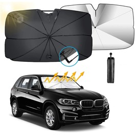 Xingsky Frontscheibe, Verbesserter Auto-Windschutzscheiben Faltbarer Sonnenschutz Auto Frontscheibe 360° Rotations Windschutzscheiben Blockiert Nicht den Rückspiegel, für Die Meisten Autos und SUV, L