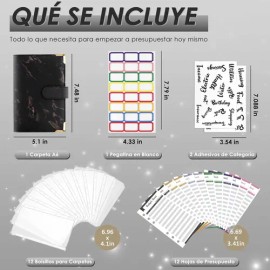 28 Piezas Carpeta Cuaderno A6, Organizador De Dinero