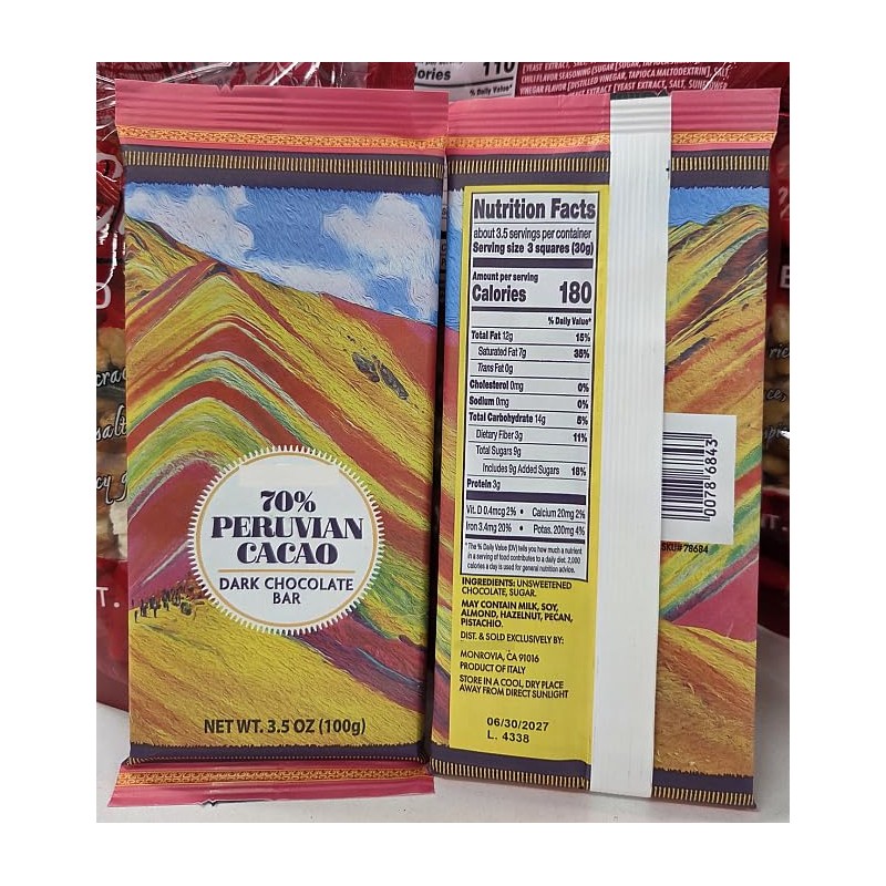 Trader Joe 70% Peruvian Cacao Dark Chocolate Bar 3.5oz 100g