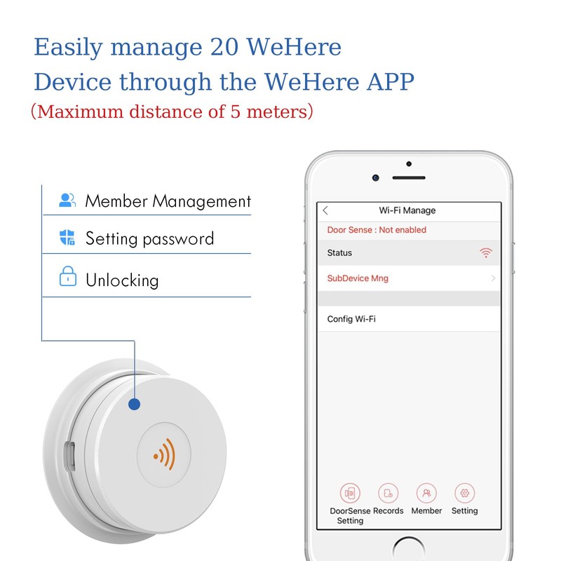 DiDiHere Wi-Fi Bridge (W100) & Door Sensor Suitable Smart Key