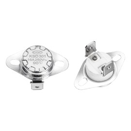 uxcell KSD301 Thermostat 90℃/194°F 16A Normally Closed N.C Temperature Switch for Microwaves,Oven,Coffee Maker 2 Pcs,Ceramic Material