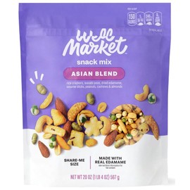 Asian Well Market 20 oz Trail Mix Bag: Rice Crackers, Wasabi Peas, Edamame, Sesame Sticks, Peanuts, Almonds and Cashews, 20oz
