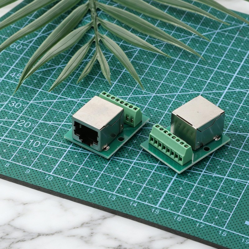 Eldraqth 2 Pcs RJ45 Ethernet Single Female Connector Breakout Board