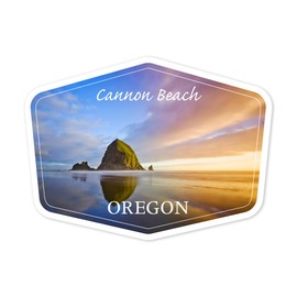 Die Cut Sticker Cannon Beach, Oregon, Large Letter Scenes Vinyl Sticker 3 to 6 inches, (Waterproof Decal for Cars, Water Bottles, Laptops, Coolers), Large