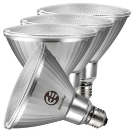 EdisonPar Full-Glass PAR38 LED Flood Light Bulbs Outdoor/Indoor Equivalent 350 Watt, 5500 Lumens Ultra Bright, Non-Dimmable Waterproof 5000K Daylight, 4-Pack