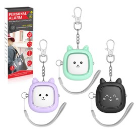 Safe Sound Personal Alarm,3 Pack 130 dB Loud Siren Song Emergency Security Alarm Keychain with LED Light, Personal Sound Safety Siren for Women, Men, Children, Elderly (Black/Purple/Green)