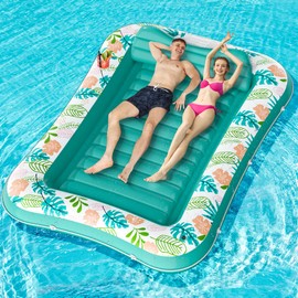 Inflatable Tanning Pool Lounger, Stonful Water Filled Pool Floats Adult Inflatable Sun tan Tub with Pillow & Cup Holder - 87" x 63", Blow Up Pool Tanning Bed for Swimming Pool Backyard Beach (XL)