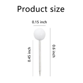 500 PCS White Map Pins，White Round Ball Head Map Push Pins, Small Thumb Tacks for Travel Map, Bulletin Board, Cork Board, DIY Craft, Office, School, Home Use