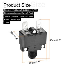 DMiotech 13A Thermal Circuit Breaker 125/250V AC 50V DC 50/60Hz Push Button Manual Reset Overload Protector Switch for Overload Protection Application,2 Pcs