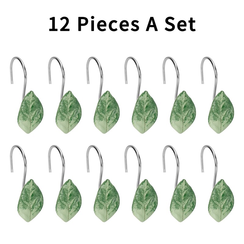 12 PCS Decorative Shower Curtain Hooks, Anti-Rust Stainless Steel Shower