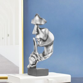 Moaobooh Sculpture Decoration, Modern Minimalist Abstract Sculpture Craft Decoration Living Room Wine Cabinet Bedroom Room Decorations Office Decoration (Silver)