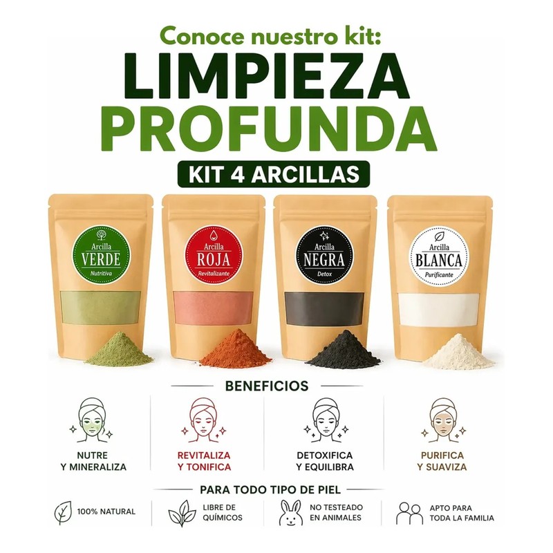 Mascarilla Barro Arcilla Roja Verde Blanco Negro 250g Elegir